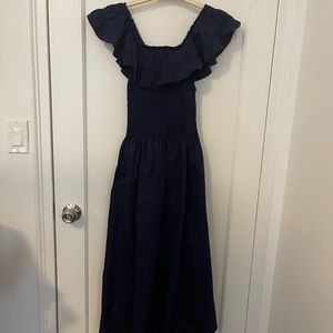 Hill House Akilah Nap Dress Navy Linen Small